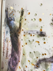 Waterpaint Hares Multicolour Wall Art Aplha Antique Frame 55Cm X 65Cm