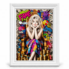 Dolly Parton Fame Pop Art White Frame Canvas Print Decor - 60 x 80cm