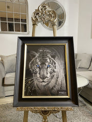White Tiger Wall Art Alpha Black Frame 55Cm X 65Cm