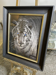 White Tiger Wall Art Alpha Black Frame 55Cm X 65Cm