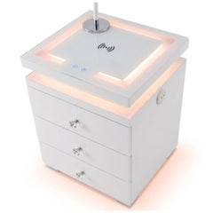 LED Media White Bedside 3 Drawer