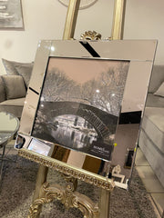 Winter Bridge Scene Wall Art Mirror Frame