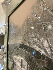 Winter Bridge Scene Wall Art Mirror Frame