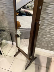 Wooden Antique Brown Mirror Jewellery Cabinet