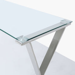 Xena Stainless Steel Desk Clear Glass
