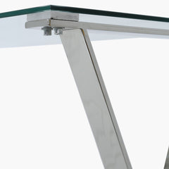 Xena Stainless Steel Desk Clear Glass