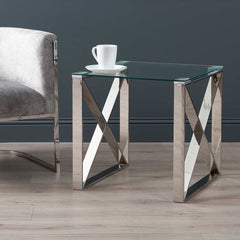 Zen End Side Table Stainless Steel & Glass