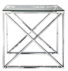 Zen End Side Table Stainless Steel & Glass