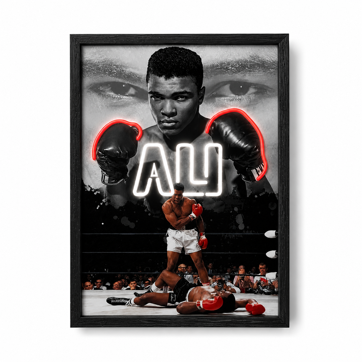 Muhammad Ali Neon LED Wall Art USB Powered Boxing Canvas 40x60cm
