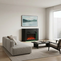 Modena Black Bluetooth Electric Media Fireplace Mantel Unit L150cm