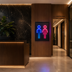 Neon LED Restroom Wall Art Sign USB Powered Bathroom Decor 40x60cm