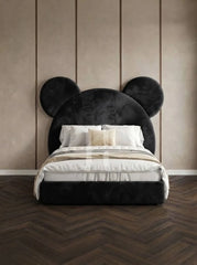 Luxury Bear Ears Shaped Upholstered Kids Bed Frame