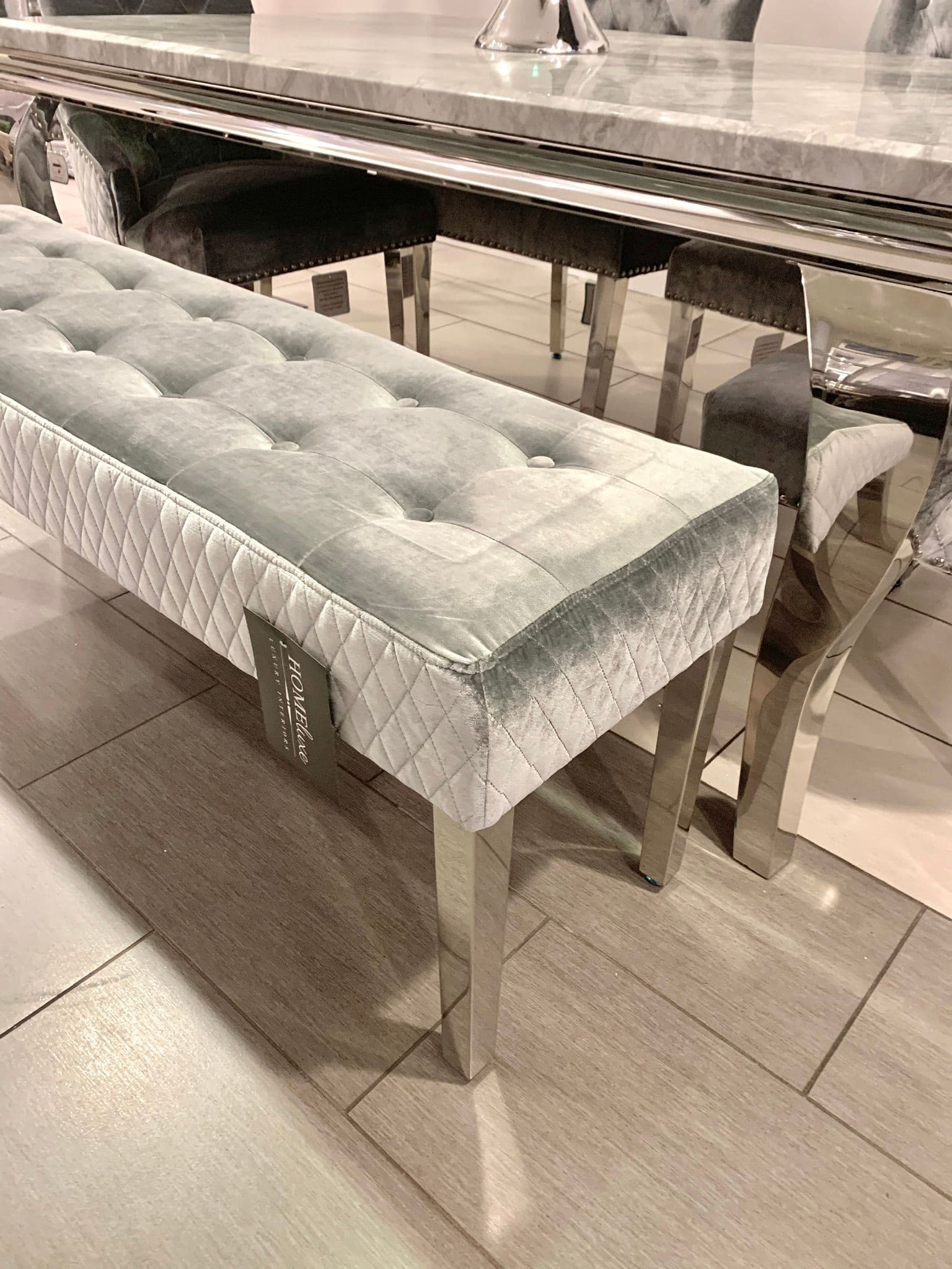 1.6m Marble Grey Dining Table  Minister HQ Silver Chairs