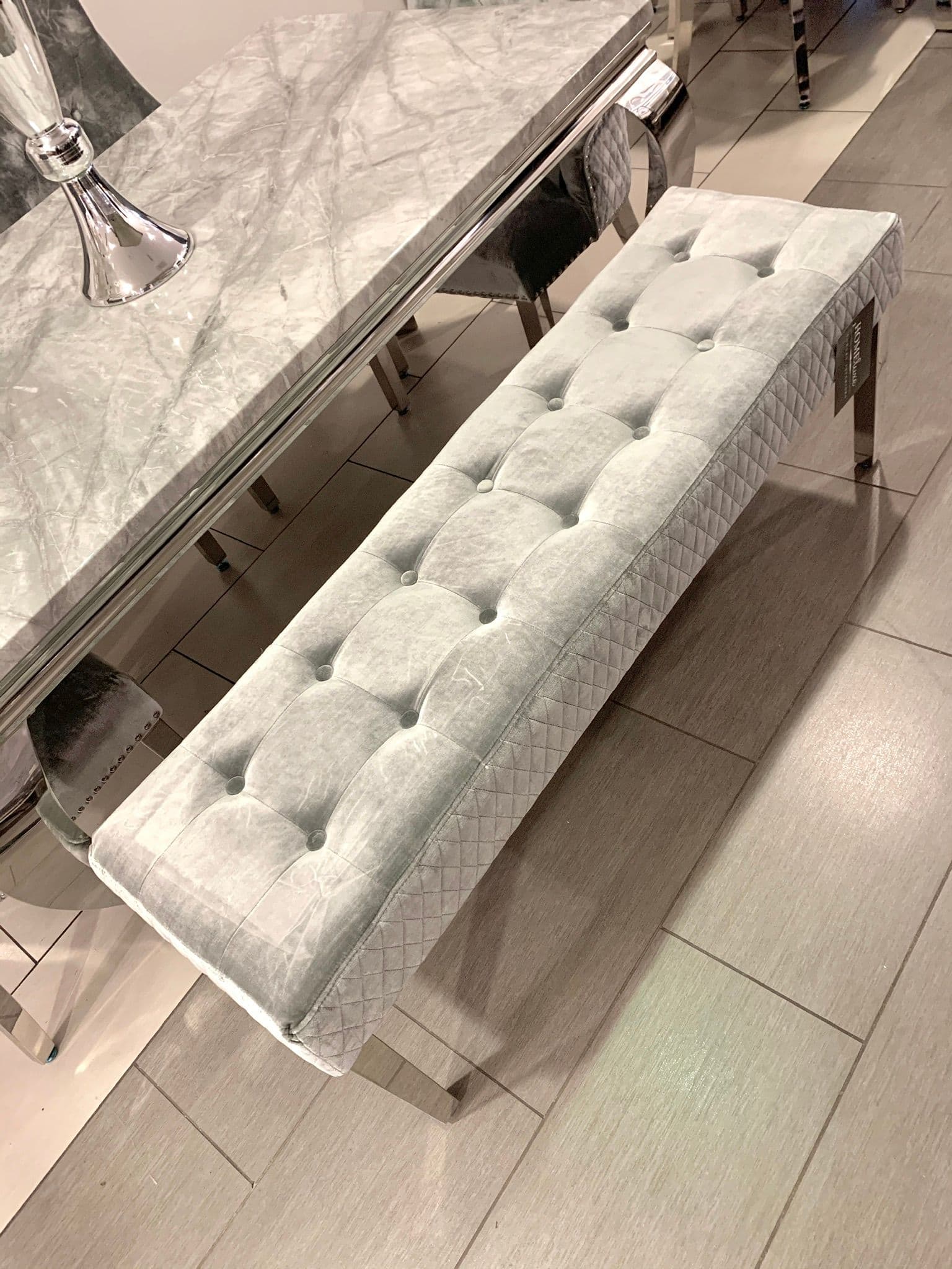 1.6m Marble Grey Dining Table  Minister HQ Silver Chairs