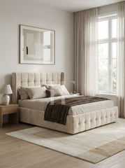 Luxury Square Tufted Wingback Upholstered Bed Frame