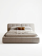 Modern Split-Back Curved Vertical Channel Upholstered Bed Frame