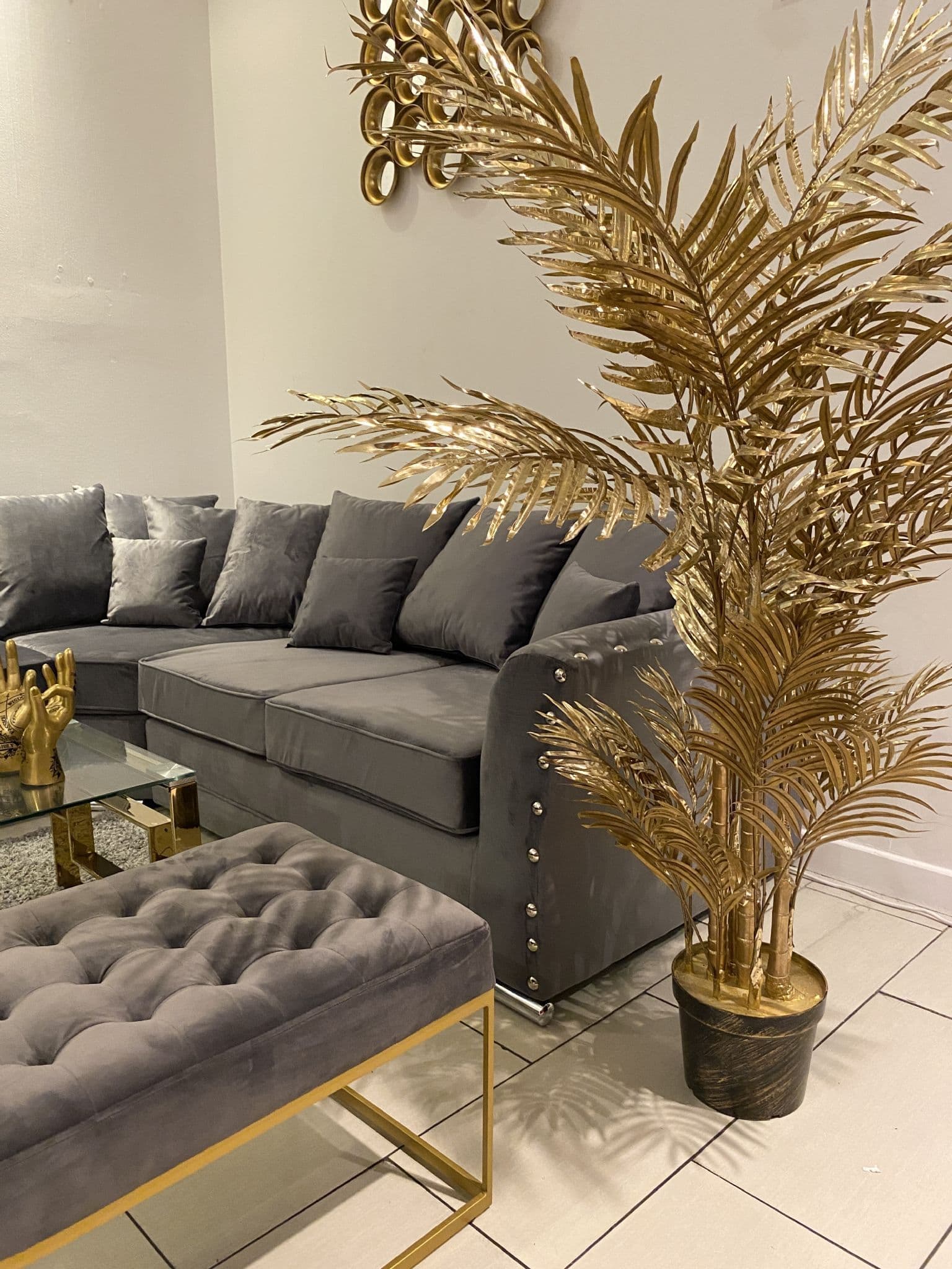 135Cm Luxe Gold Faux Palm Tree Decor