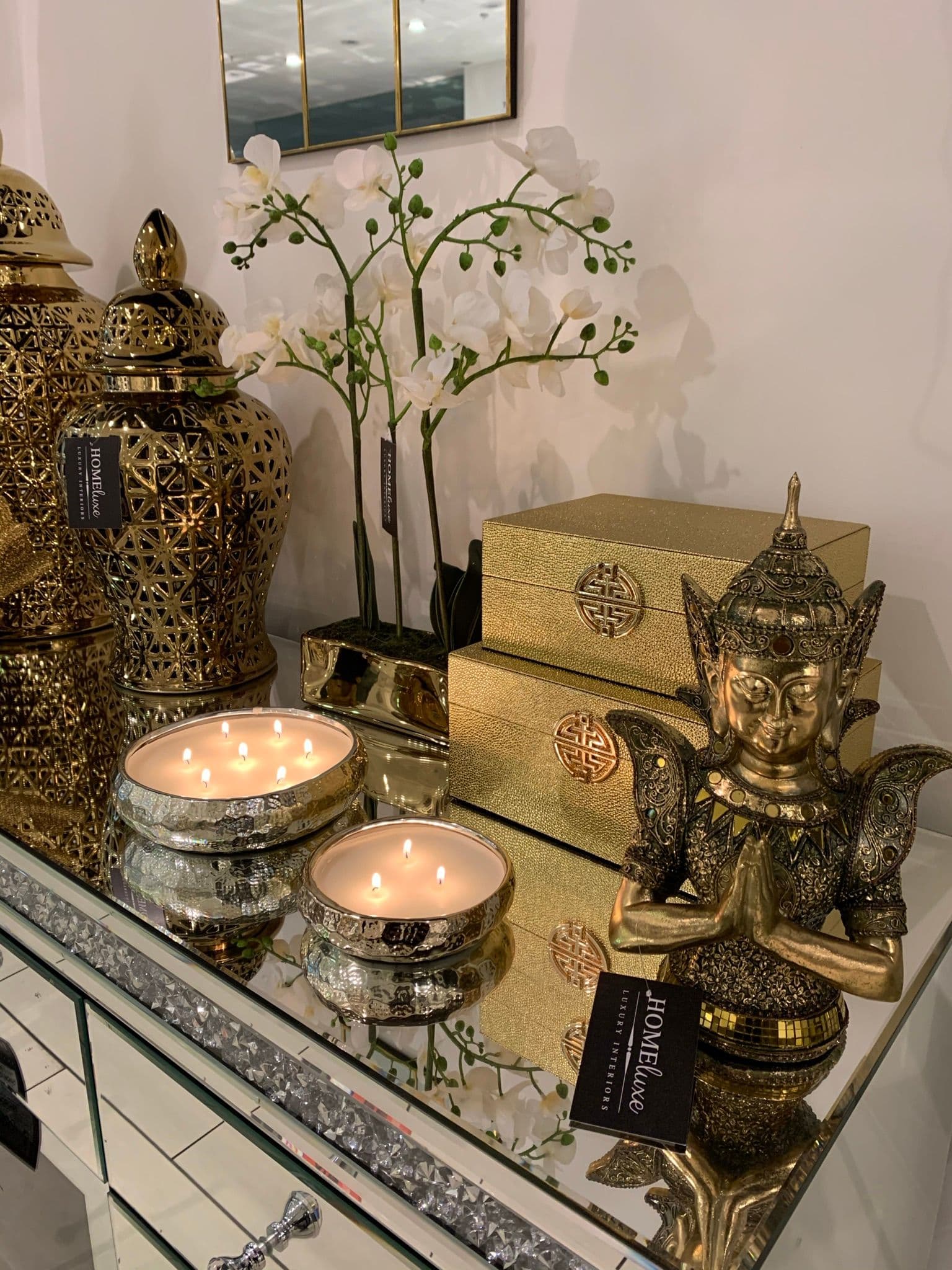 14cm Kasbah 3 Wick Gold Round Décor Candle