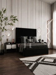 Modern Luxury Framed Vertical Channel-Tufted Upholstered Bed Frame