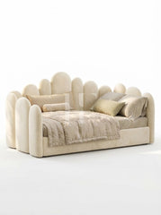 Modern Scalloped Rounded Panel Upholstered Daybed Frame