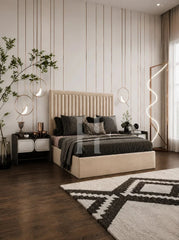 Modern Luxury Framed Vertical Channel-Tufted Upholstered Bed Frame