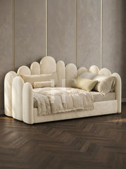 Modern Scalloped Rounded Panel Upholstered Daybed Frame