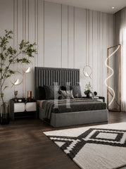 Modern Luxury Framed Vertical Channel-Tufted Upholstered Bed Frame