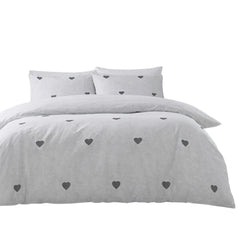 Gaveno Cavailia Hearts White Double Duvet Cover Set - Charcoal