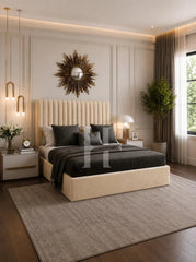 Modern Luxury Vertical Channel-Tufted Upholstered Bed Frame