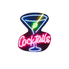 Mason & Jones Solar Powered Neon Cocktails Wall Sign - Outdoor Decor