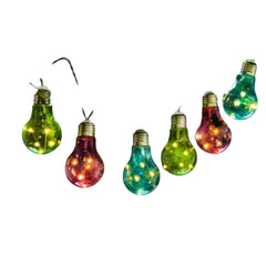 Solar Powered 12 Coloured Bulb String Lights - Warm White LED Garden