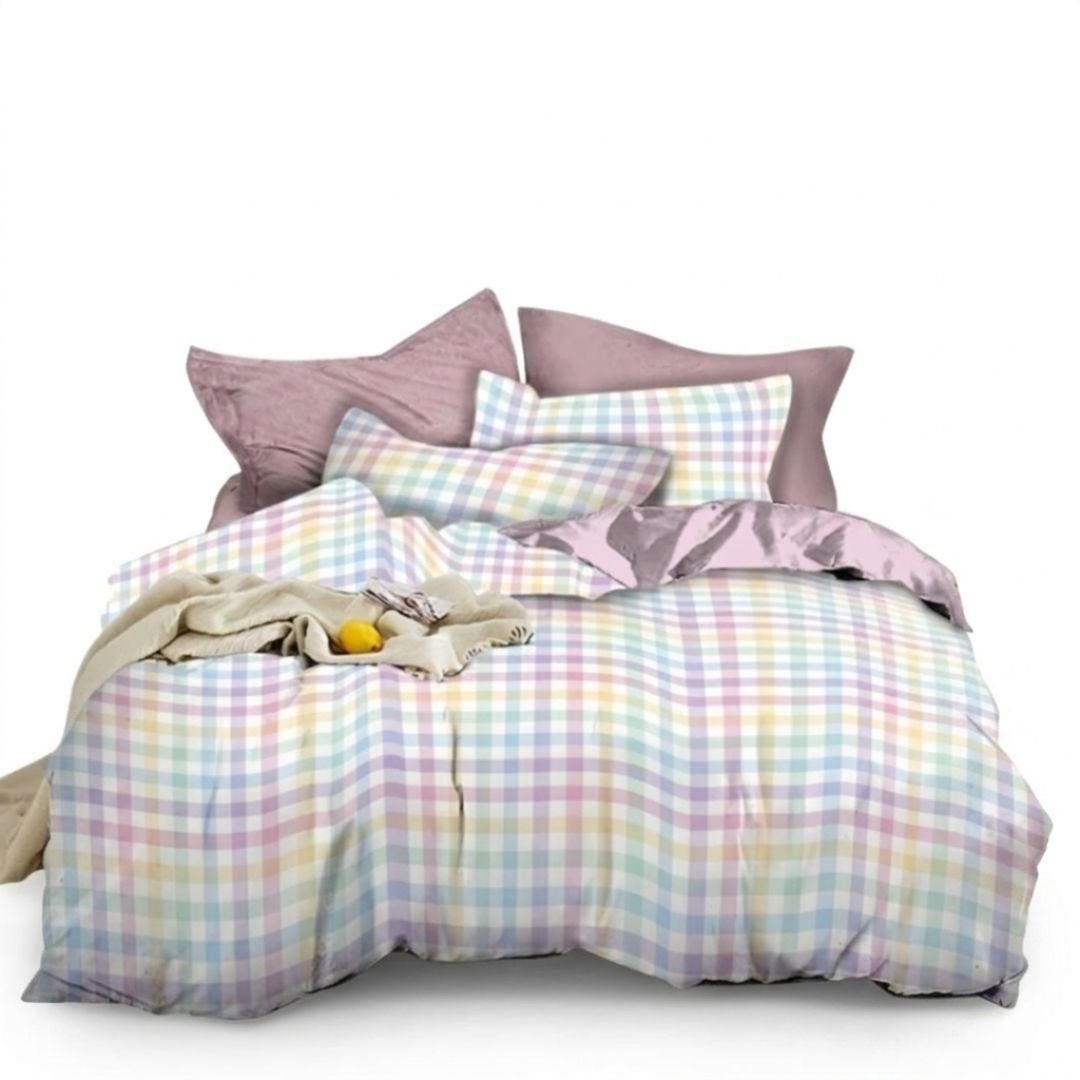 Gaveno Cavailia Pastel Gingham King Duvet Cover Microfibre Bed Set