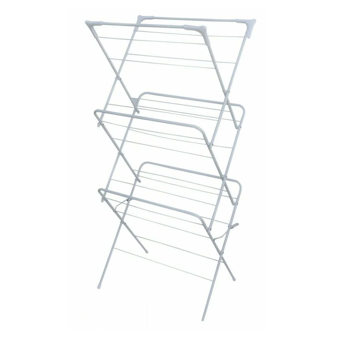 LS Home 3-Tier Foldable Clothes Airer - Lightweight Grey Indoor Dryer