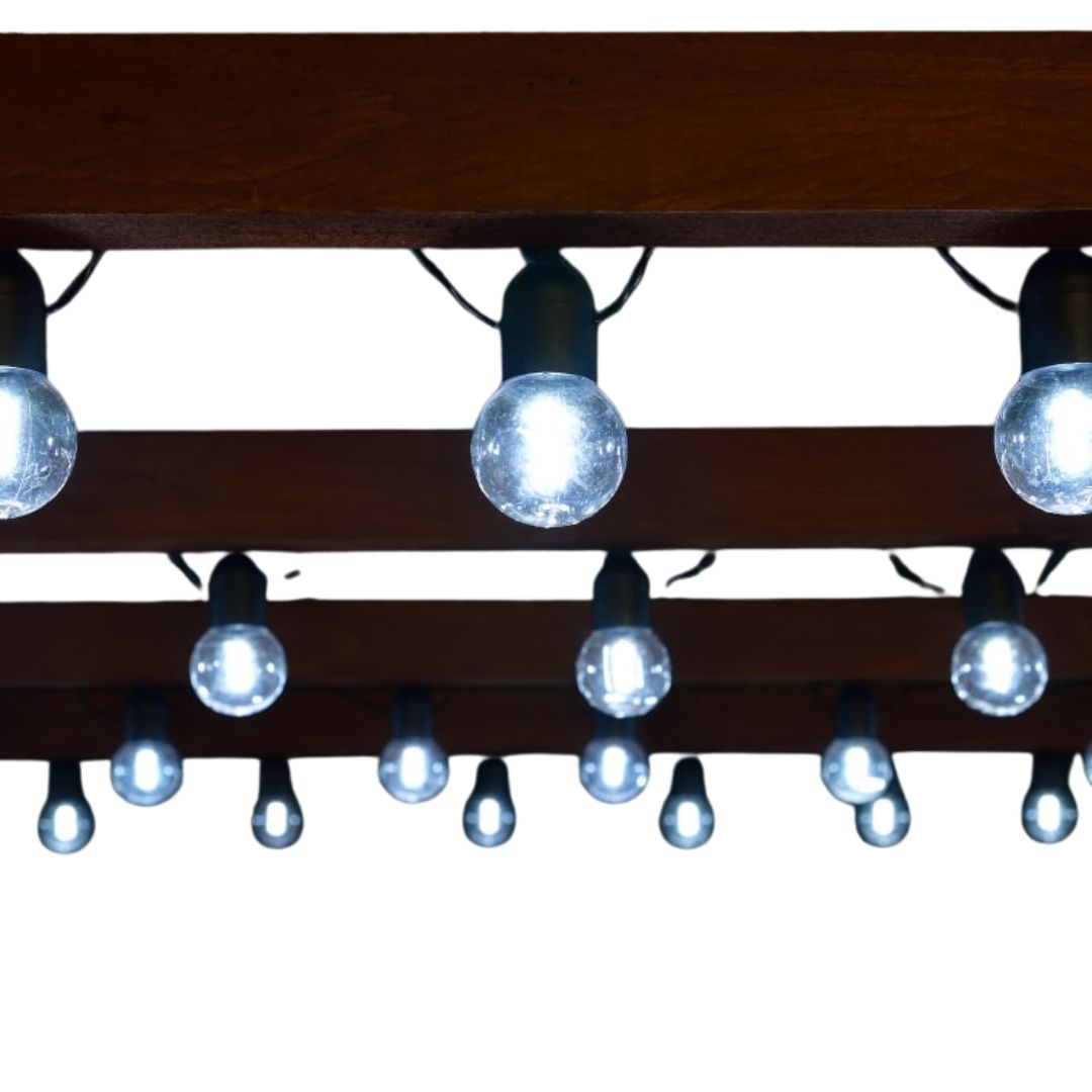 Solar Living Bulb String Lights 50pk - Cool White Outdoor LED Lighting