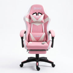 ZADAR White/Pink Musical Gaming Chair with Bluetooth, RGB & Footrest