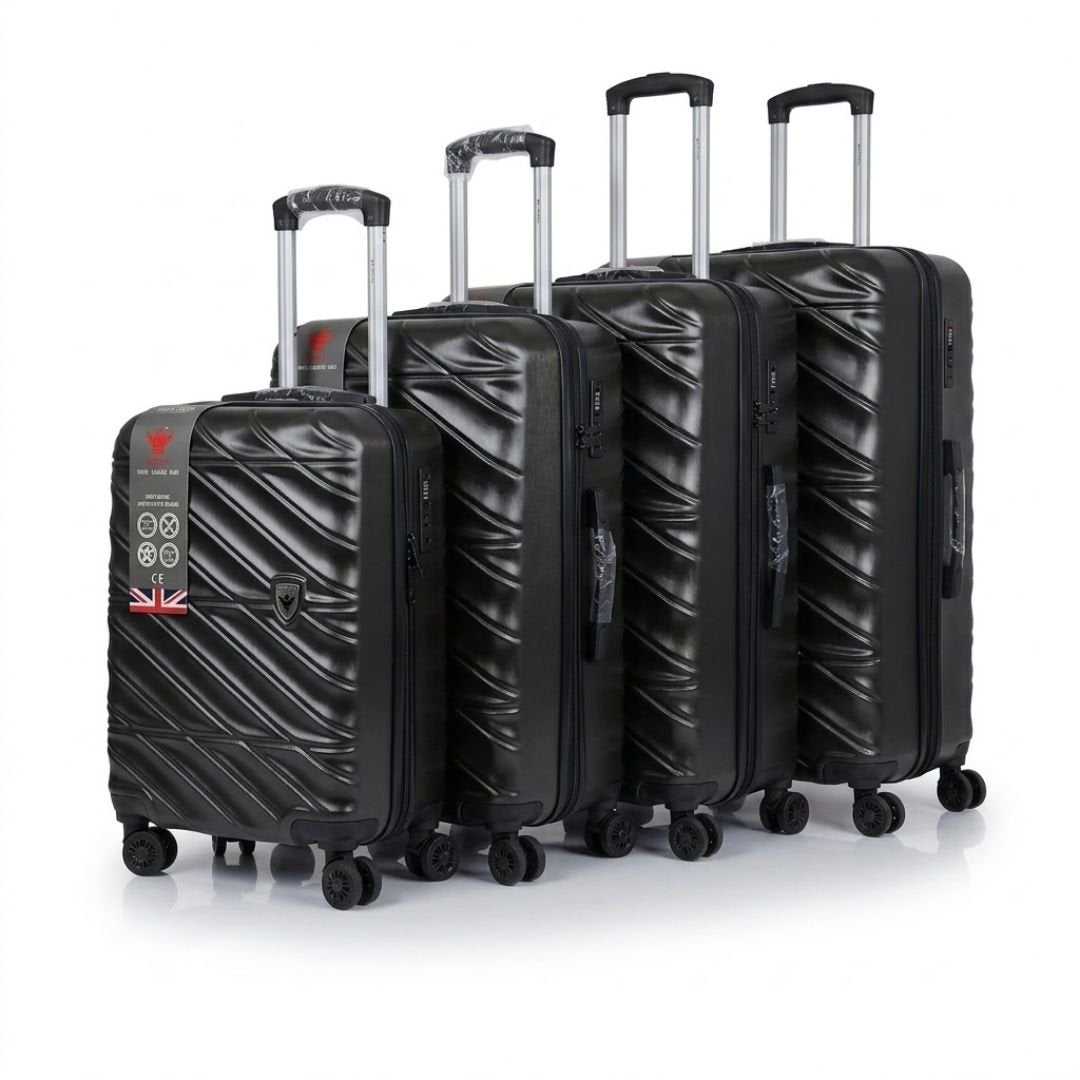 Black 4-Piece ABS Luggage Set - TSA Lock & 360° Spinner Wheels