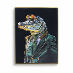 Home Luxe Crocodile Rock Glitter Wall Art 50x70cm Funky Framed Picture