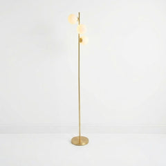 Stockholm Floor Lamp - Gold Finish with 3 Frosted Glass Globes