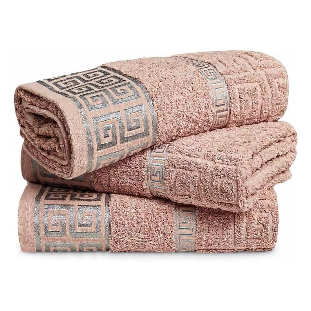 Snoozeville Odello Pink 100% Cotton Greek Design Bath Sheet