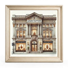 LV Store Champagne Step Frame Wall Art 70x70cm Luxury Home Decor Art