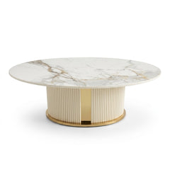 Denver Cream Ceramic Oval Coffee Table 120x60x40cm
