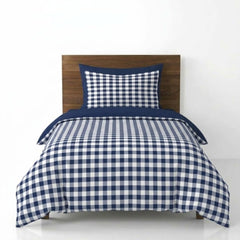 Gaveno Cavailia Blue Gingham Single Duvet Cover Microfibre Bed Set