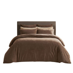 Brentfords Teddy Fleece Duvet Cover Set - Mink Natural Soft Bedding