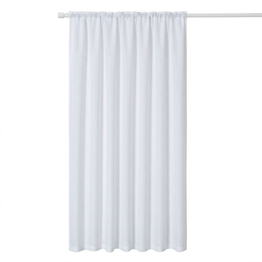 Linen White Voile Curtain Panel - Lightweight Slot Top 55" x 90"