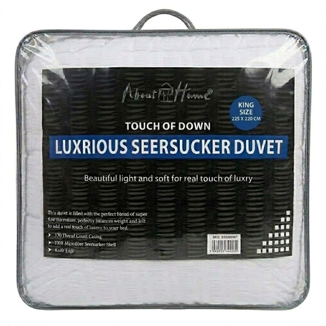 About Home King Seersucker Duvet - Luxury Touch of Down Soft Bedding