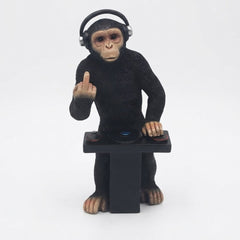 Home Luxe Cheeky Monkey DJ Middle Finger Gesture Statue Figure | Black