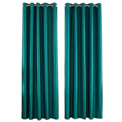 Emerald Green Faux Silk Fully Lined Eyelet Curtains - 1 Pair