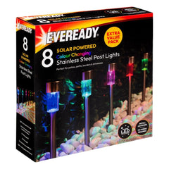 Eveready 8pk Multicolour Solar LED Post Lights - Garden Path Decor