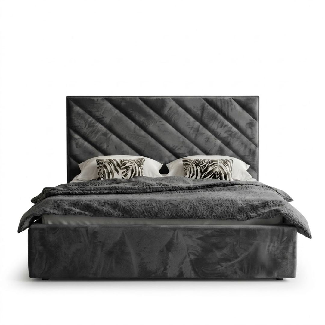 Modern Diagonal Panel Tufted Upholstered Bed Frame
