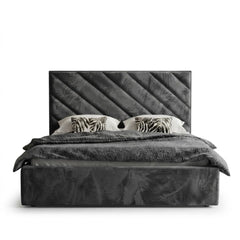 Modern Diagonal Panel Tufted Upholstered Bed Frame